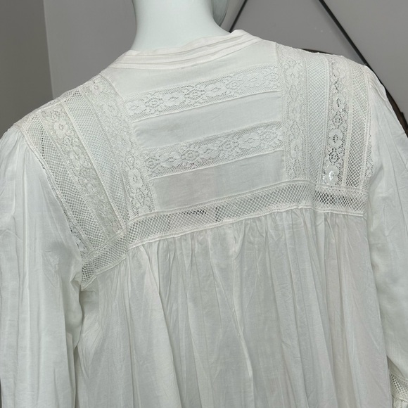 NWT FREE PEOPLE Esme Button-down Embroidered Blouse In White M Romantic Boho - Picture 8 of 14